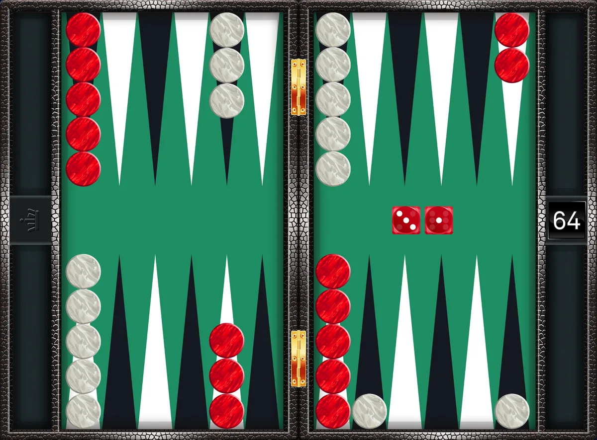 Hitting a blot: red rolls 3-1 against a lone white checker on red's 5-point