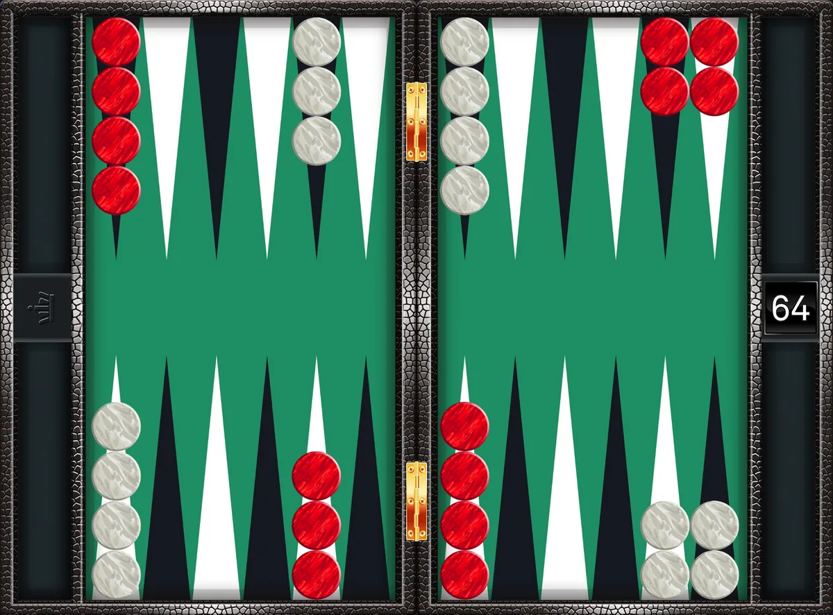 Nackgammon starting position diagram: the standard setup with two back checkers each on the 24- and 23-points