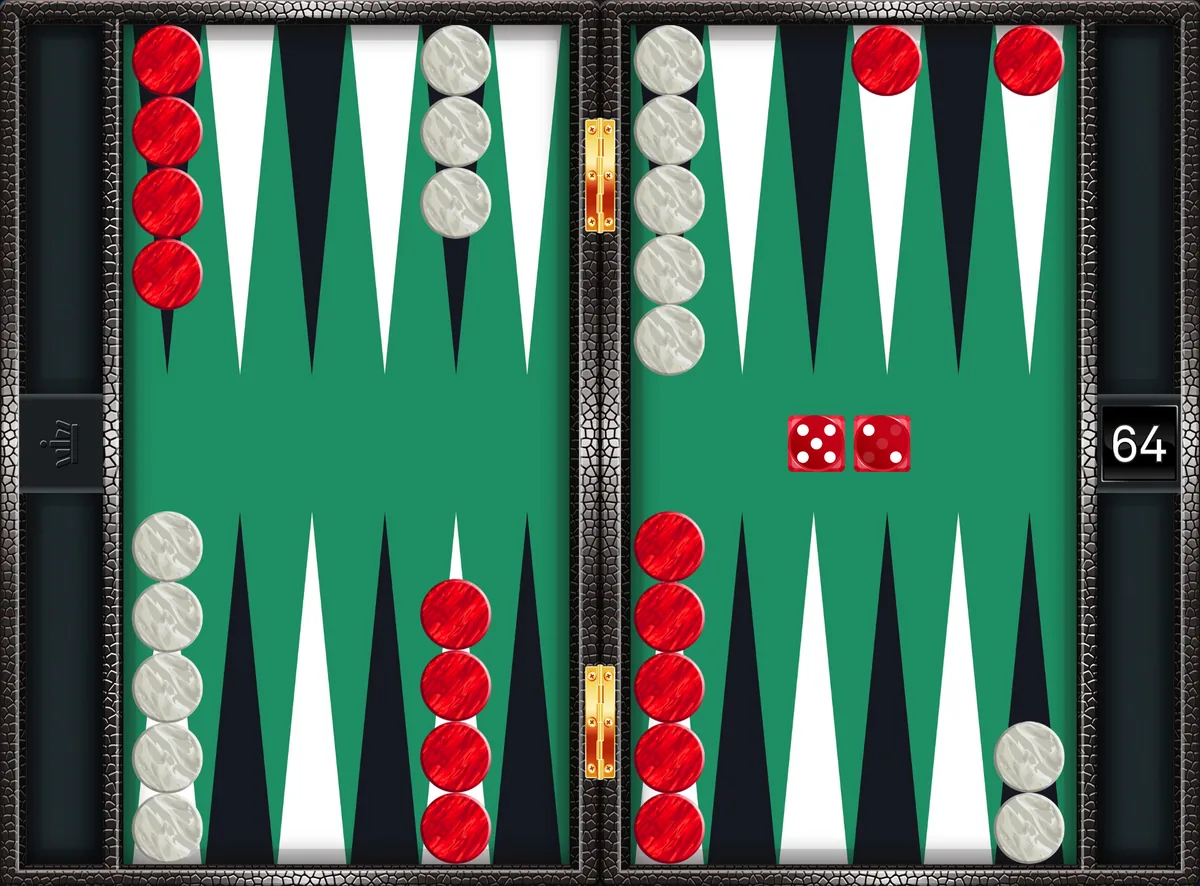 Backgammon opening 5-2: the position after the canonical play 13/8, 24/22