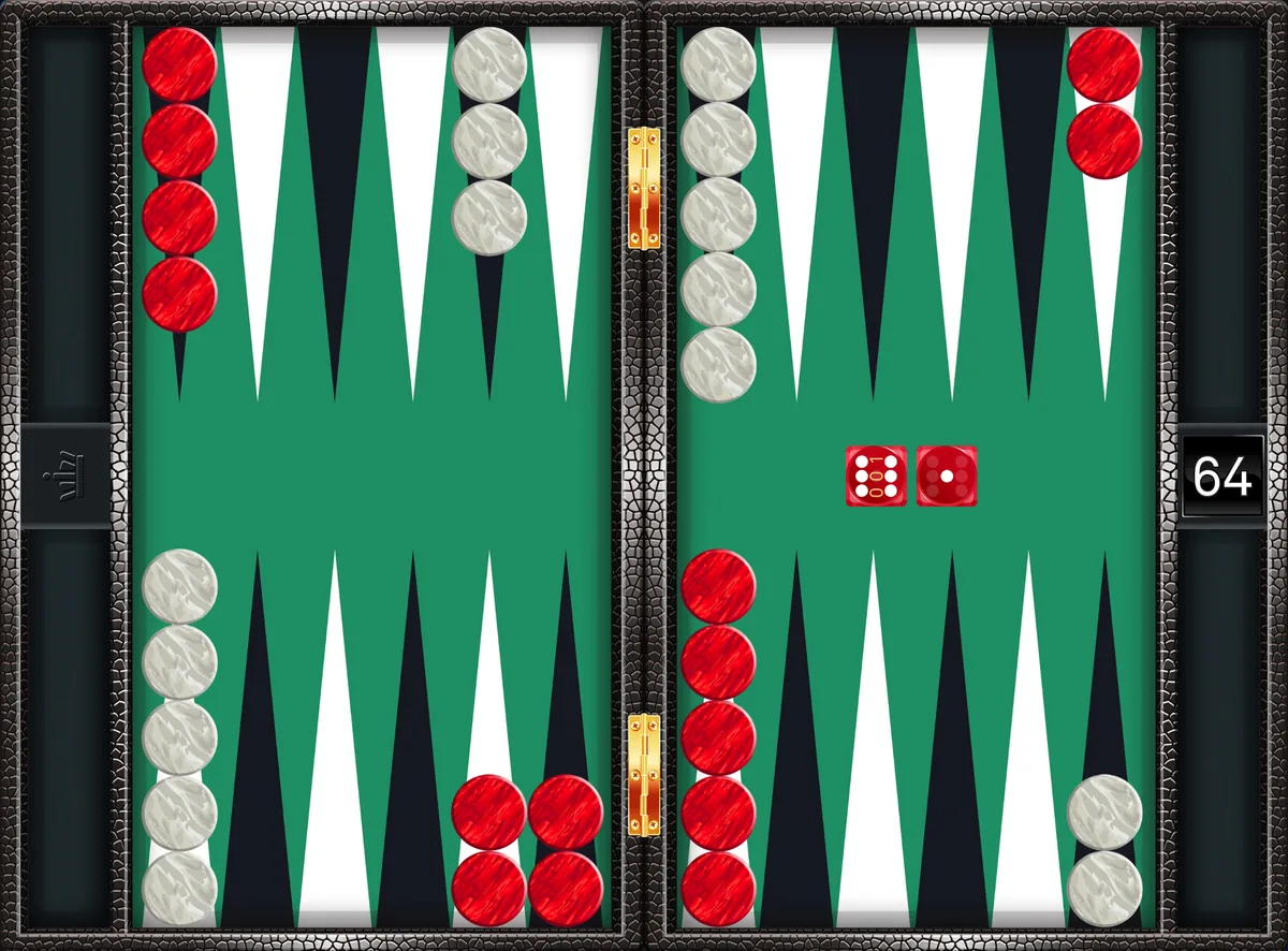 Backgammon opening 6-1: the position after the canonical play 13/7, 8/7