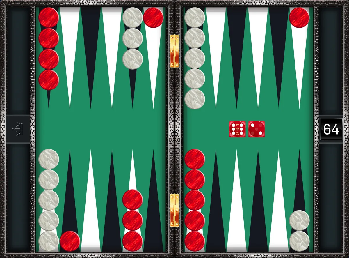 Backgammon opening 6-2: the position after the canonical play 24/18, 13/11