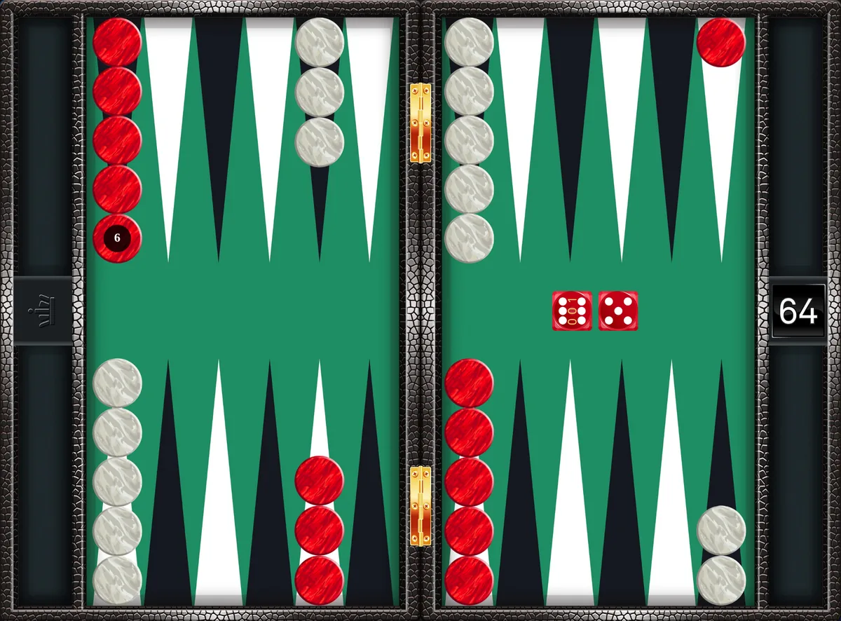 Backgammon opening 6-5: the position after the canonical play 24/18, 18/13