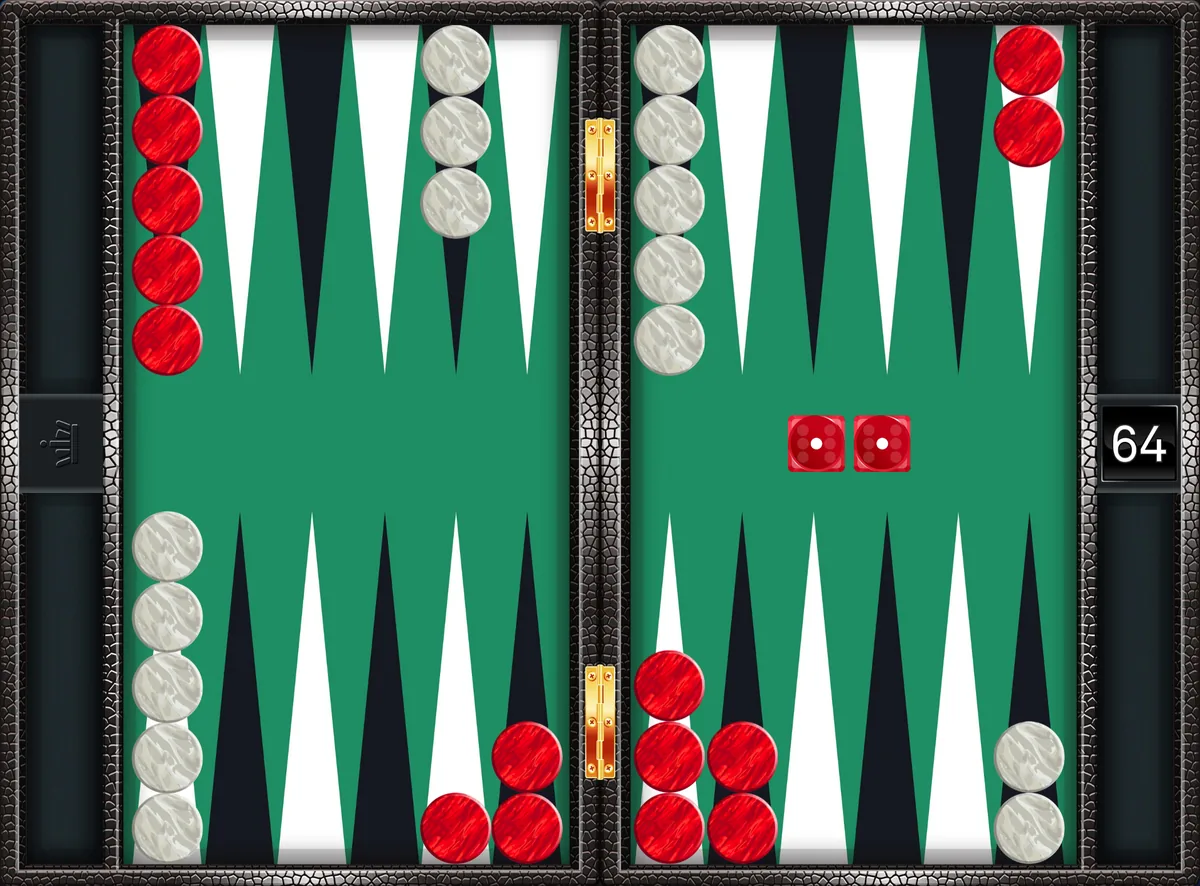Backgammon doubles 1-1 played from the standard setup: 8/7(2), 6/5(2)
