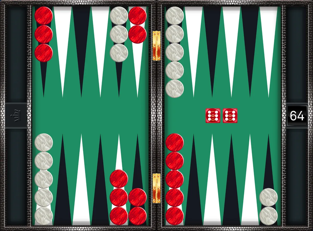 Backgammon doubles 6-6 played from the standard setup: 24/18(2), 13/7(2)