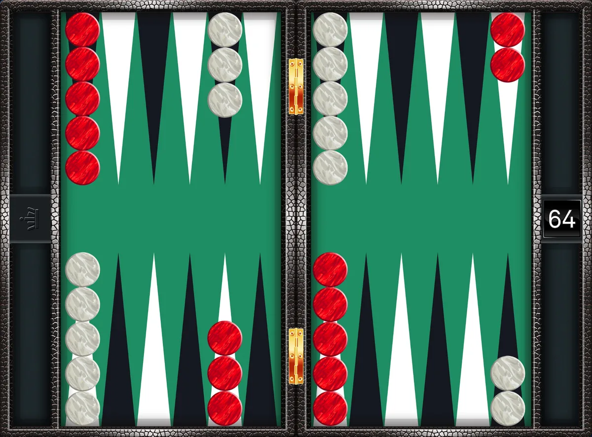 Kısa tavla starting position: the standard backgammon setup with fifteen checkers per player